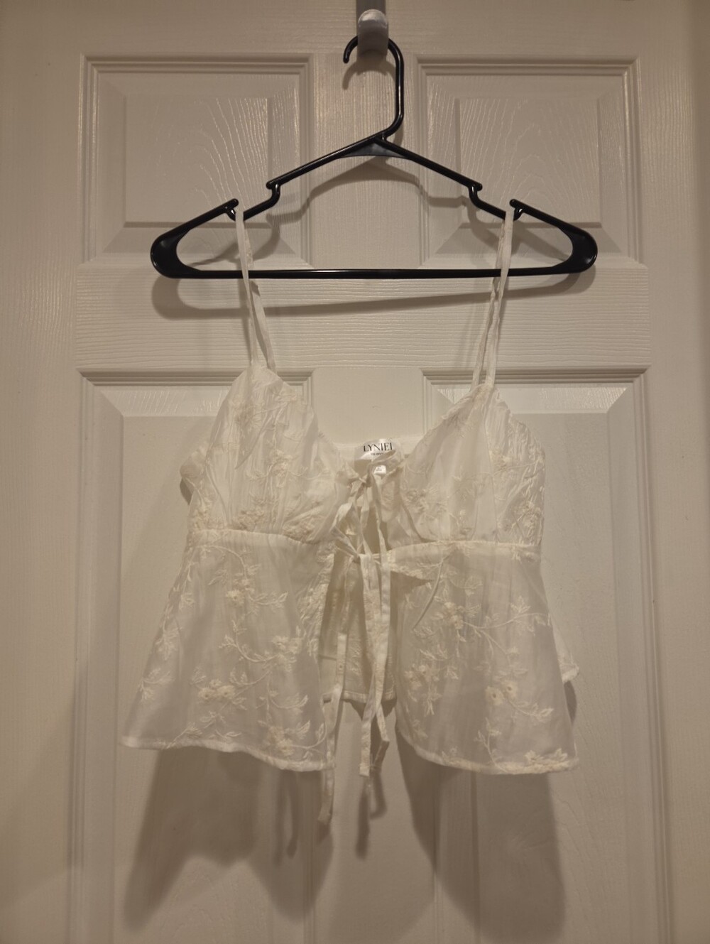 Delicate Ivory Embroidered Tie-Front Cami by DNKY
